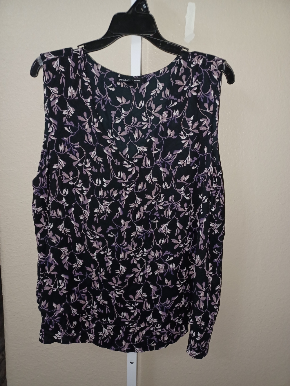 Zac & Rachel Black Camisole with Lavender Leaf Print